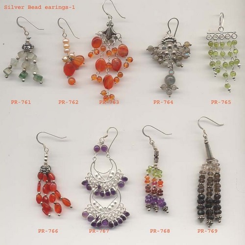 Silver Beaded Earrings