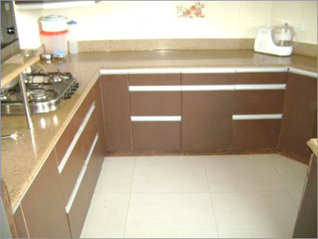 Stylish Modular Kitchen - Wood, Brown, 8-12 Cabinets | Modular Design, Space Saving, Customizable, Ample Storage