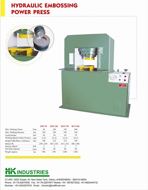 Hydraulic Embossing Power Press