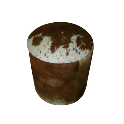 Round Ox-hide Pouffes