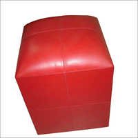 Red Leather Pouf