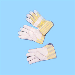 Cream And White Industrial Leather Canadian Gloves