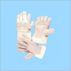 White And Grey Split Canadian Leather Gloves