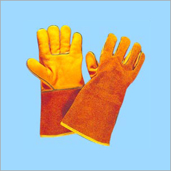 Orange And Yellow Welding Leather Gloves