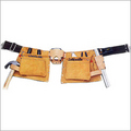12 Pocket Professional Style Carpenter Apron - Top Grain Leather, Heavy-duty Belt, Multiple Tool Pockets, Leather Hammer Loops