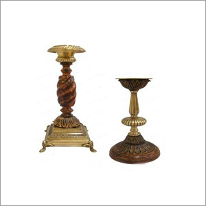 Handicrafts - Brass and Wood Candle Holder, Polished Gold Finish, Variable Height | Elegant Design, Durable Material, Versatile Home DÃ©cor