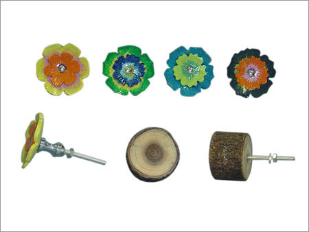 Knob - Wood & Metal, 2-3 cm Diameter, Multicolored | Durable, Stylish, Easy Install, Varnish Finish