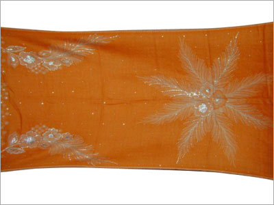 Shawl - Silk 70x180 cm Orange | Soft Fabric Embroidered Elegant Design Luxurious Feel