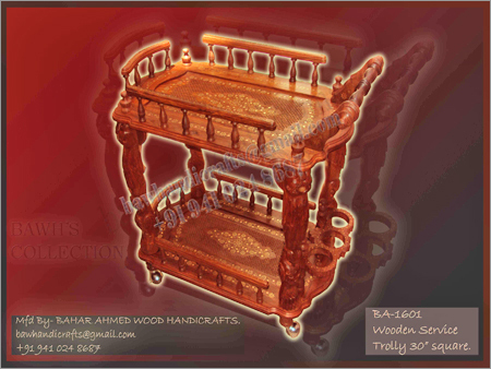 Handcrafted Wooden Service Trolley