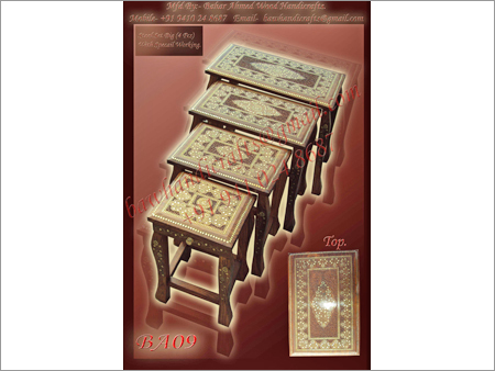 Handcrafted Wooden Stool Set