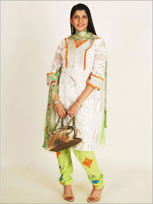 Orange Foil Salwar Suits