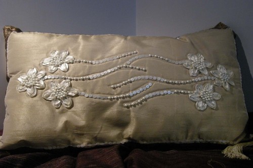 Ribbon Work Long Cushion