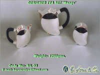 White And Black Silver Tea Set Mango Shape