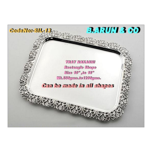 Rectangle Nakashi Silver Tray - Material: Metal