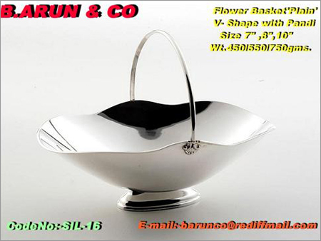 Metal Silver Flower Basket
