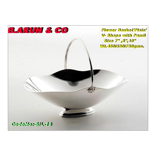 Silver Flower Basket - Material: Metal