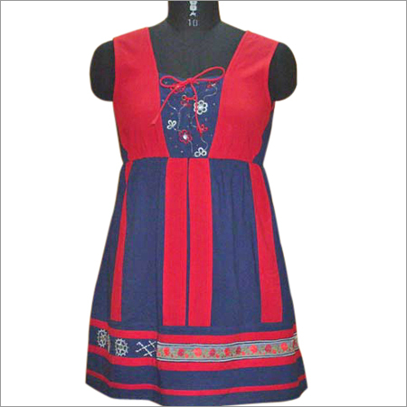 Dress - Chiffon Velvet Fabric, Custom Sizes, Red | Deep Neckline, Stylish Printed Design, Durable Stitching