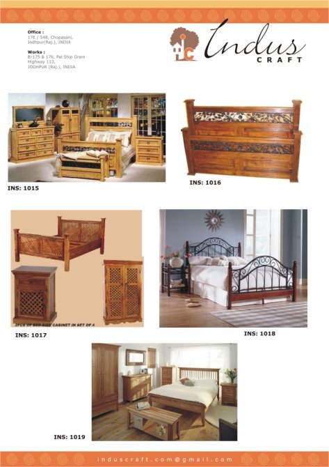 Wooden Bed With Bed Side