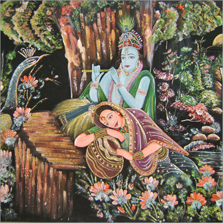 Radha Krishna velvate Painting         