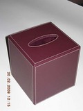 Leather Tissue Cover Box - Genuine Top-grain Leather 5x5x5 Inches Burgundy, Felt Bottom, Elegant Durable Design