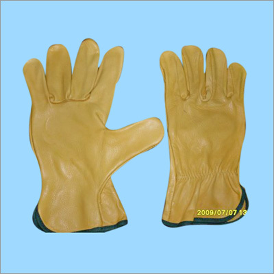 Yellow Leather Driving Gloves