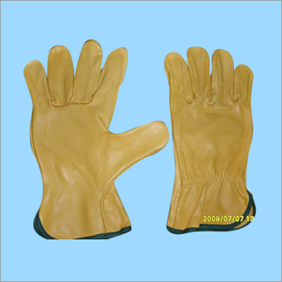 Camel Yellow Leather Driving Gloves