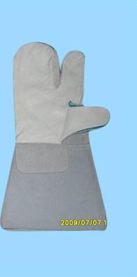 Grey And White Three Finger Mitten Gloves