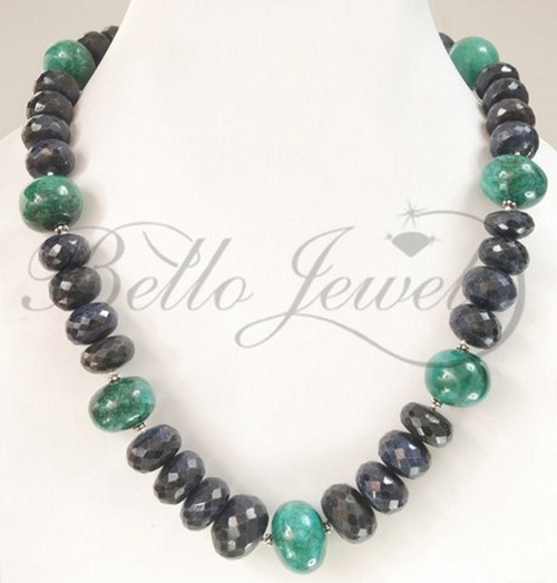Handcrafted Big Bead Blue Sapphire Gems Necklace