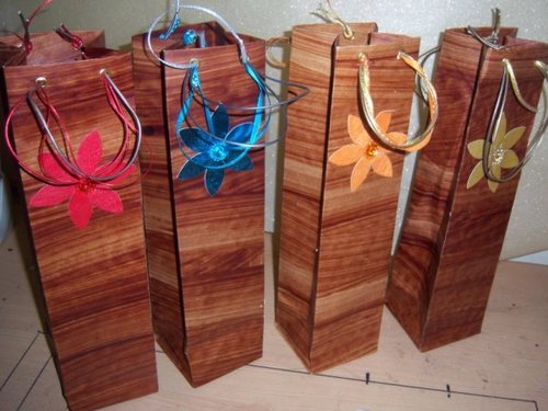 Handmade Paper Wine Bottle Bags