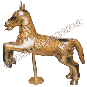 Carving Brass Antique Finish Horse Statue