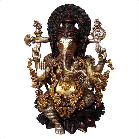 Lord Ganesha Brass Metal made  Statue Exquisite look Sculpture