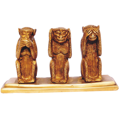 Eco-Friendly Three Monkey Set Animal Figure Statue Made By Brass Statue Exporter