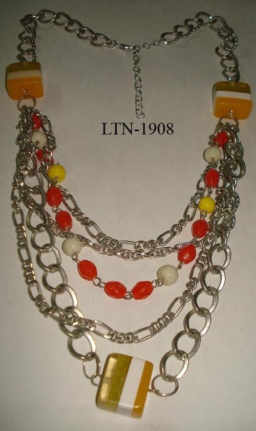 Glass beads/Resin beads with metal Necklace