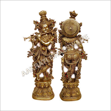 Yellow Antique Customized Big Lord Krishna Brass Statue  Hindu Religious Temple Worship Or Decorative Statue