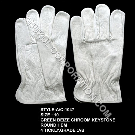 Keystone Gloves - Leather, Size 10, White, Round Hem | Durable, Comfortable, Accurate, Grade AB