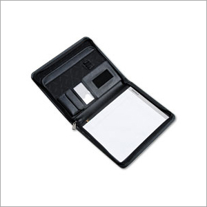 PDA Holder - Leather 9x7 Inches Black, Zipper Closure, Multiple Pockets, Portable Design, Durable Material