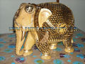 Wooden Elephant Undercut with antique finish
