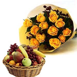 Yellow Roses N Fruits