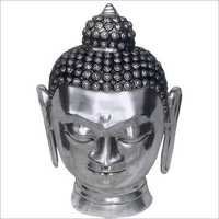 Decorative Buddha Head Statue - Color: Silver
