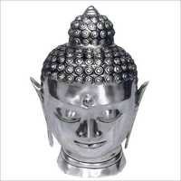 Meditating Buddha Head Sculpture - Material: Metal