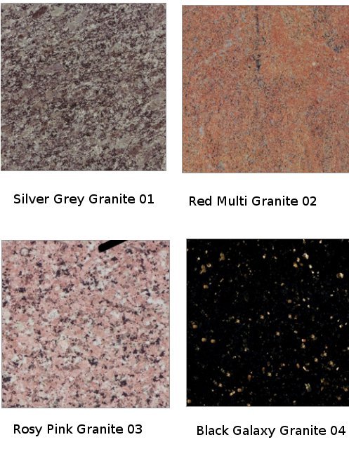 Silver Gray, Red Multi, Rosy Pink, Black Galaxy