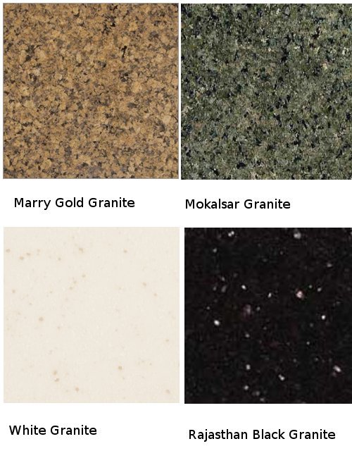 Marry Gold, Mokalsar, Raj Black, White Granite