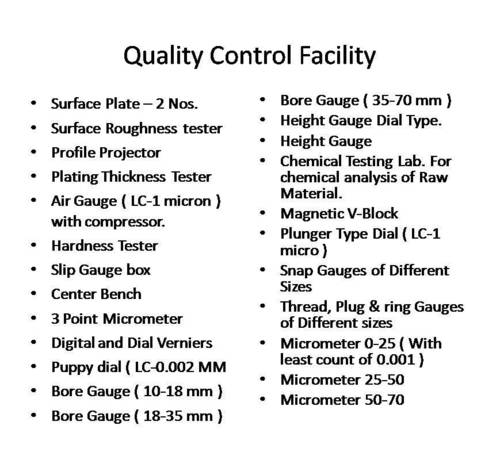 Quality Control Facility