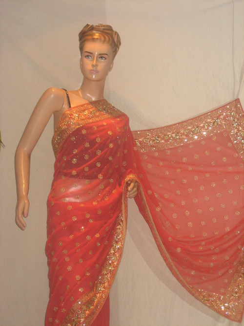 Pink Pure Georgette Saree with Blouse