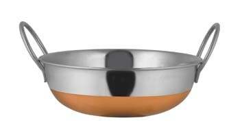 STAINLESS STEEL BALTI DISH COPPER BOTTOM