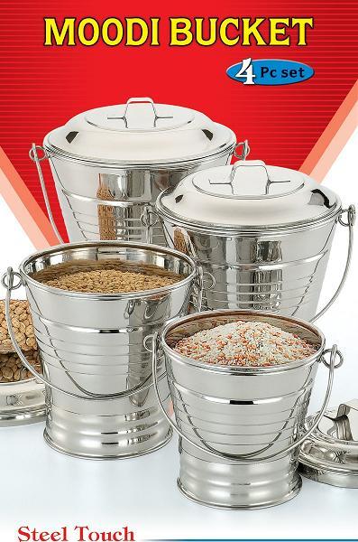 STAINLESS STEEL BUCKET WITH COVER (MOODI BUCKET)