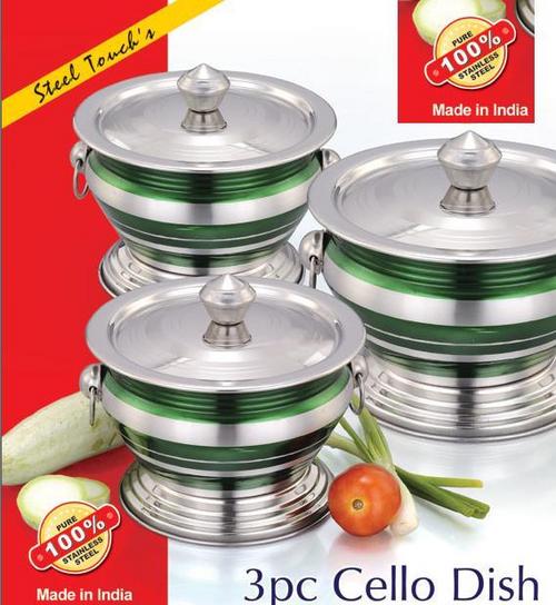 STAINLESS STEEL 3PC CELLO DISH