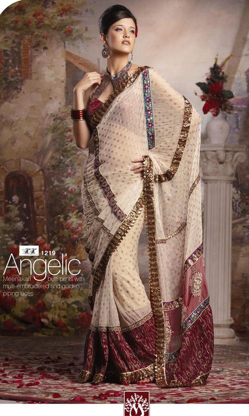 Meenakari Butti Print Saree