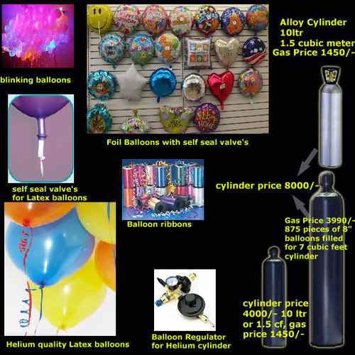 Balloons package with gas cylinder regulator...