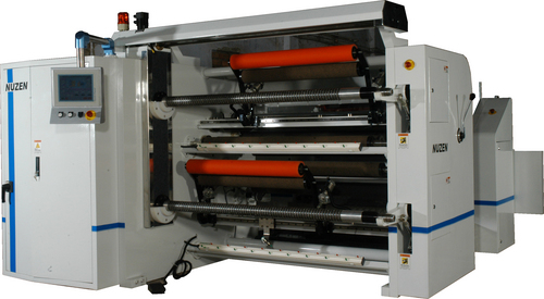 Slitter Rewinder Machine - Steel, 1100mm Width, White, 600 MPM Speed | Servo Driven, Auto Reel Removal, Robotic Arms, PLC Control